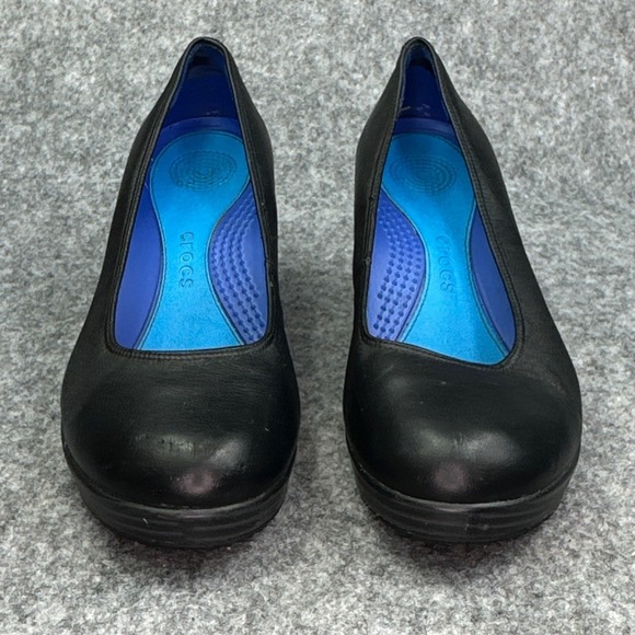 Crocs A-Leigh Black Wedge Slip On Shoes Womens 7.5 Closed Toe - Picture 10 of 10